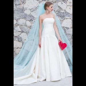 Watters laska mikado silk A-line wedding gown